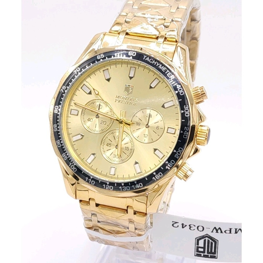 Invicta Prestige MPW-0342 Men's Gold Watch Black Tachymeter